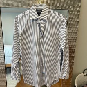 Bonobos cotton slim fit button down blue white stripe like new 15 1/2